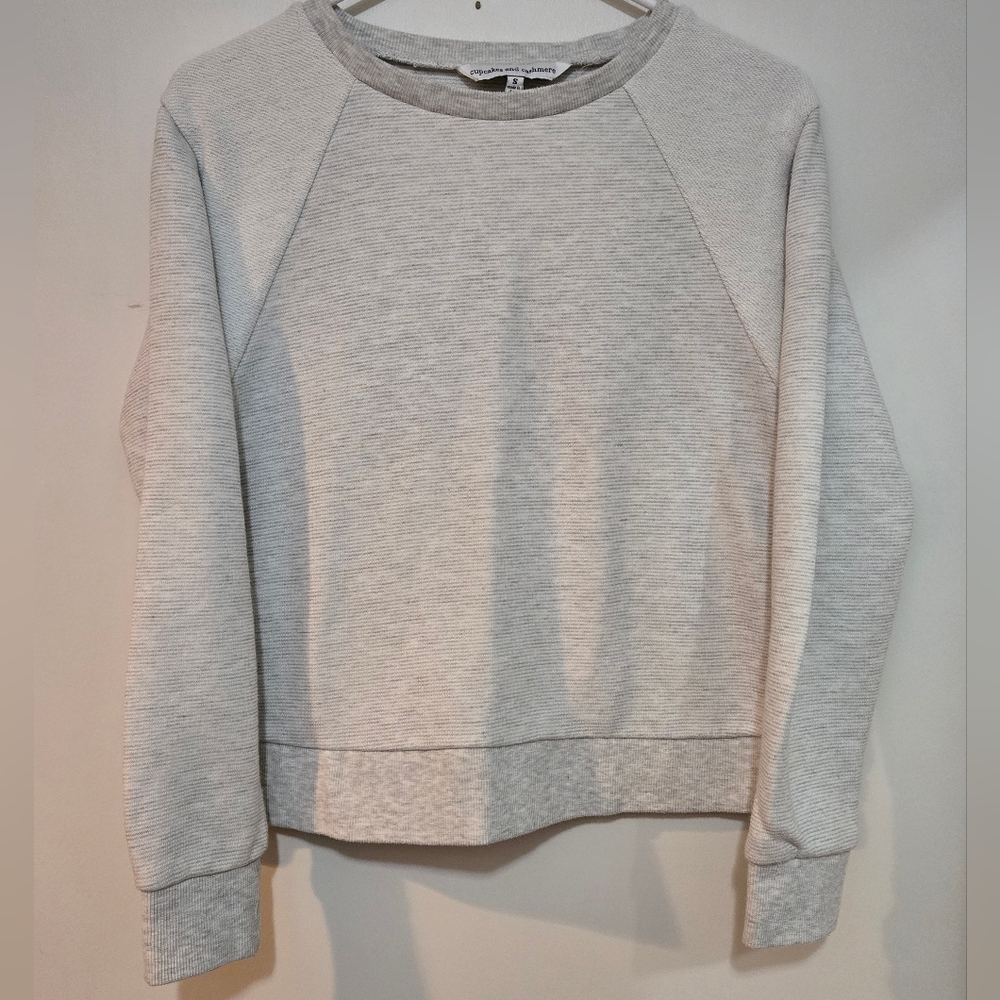 Cupcakes and Cashmere Crewneck  Sweatshirt In Heather Gray W/Ivory French Terry